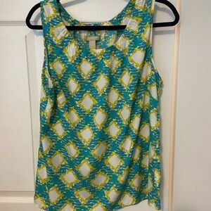 Patterned Aqua and Yellow Green Women's Top